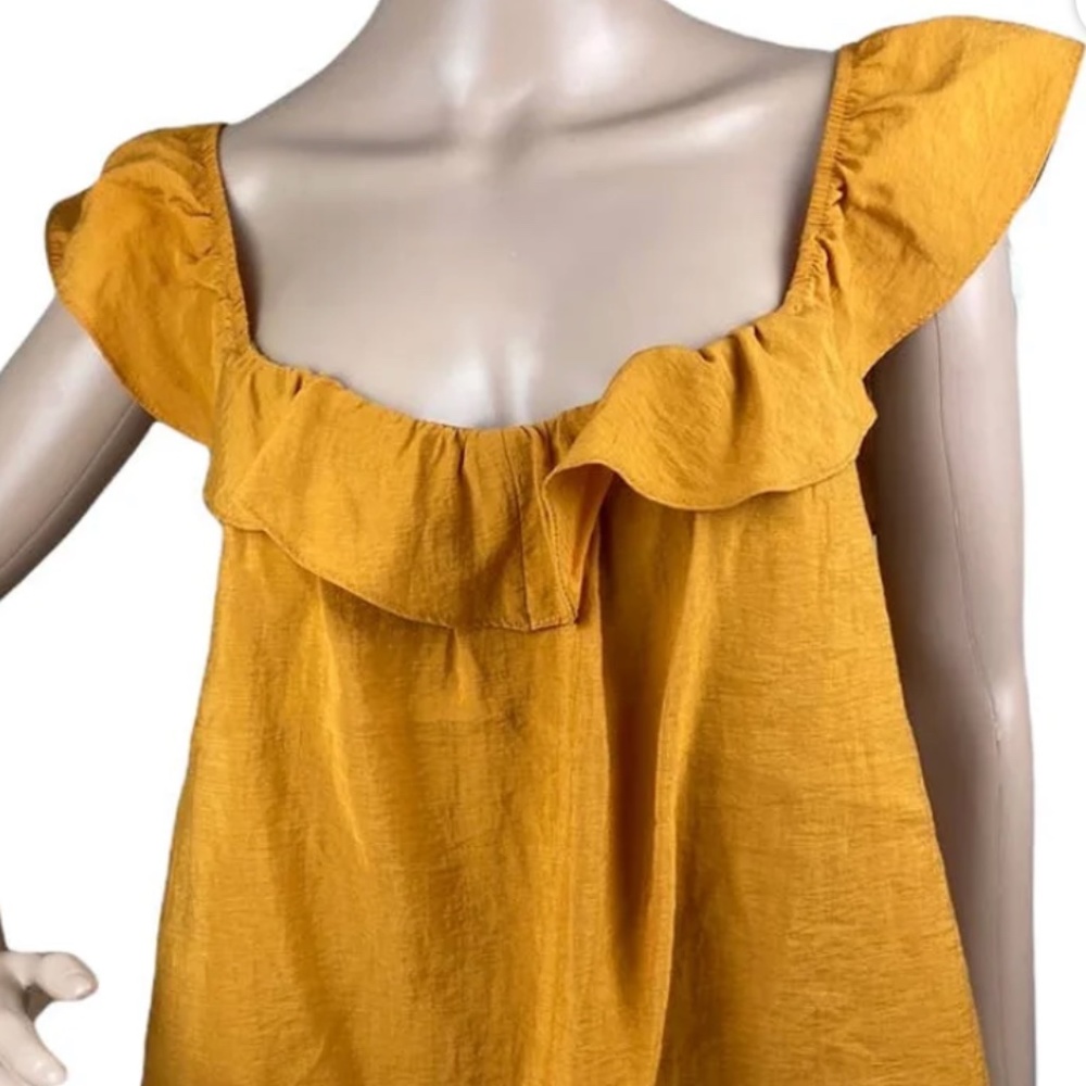 BP. Women's Dark Mustard Yellow Off The Shoulder Ruffle Detail Blouse Size S